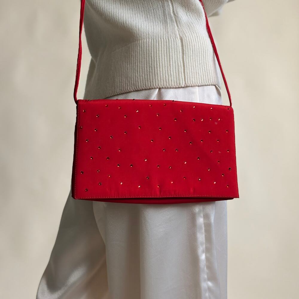 Dolce & Gabbana Red Rhinestone Clutch - Crossbody Strap